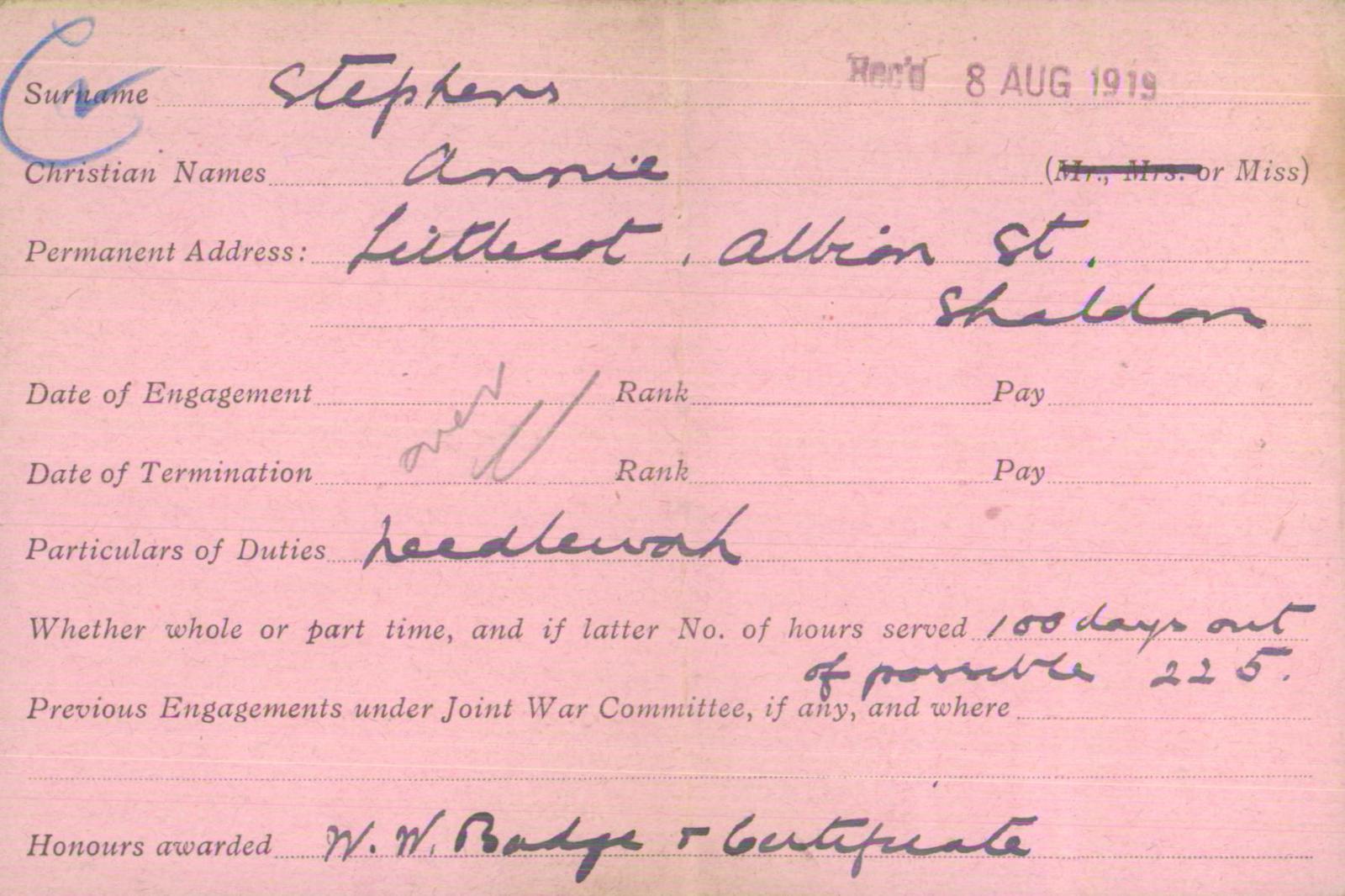 Voluntary Aid Detachment (VAD) Card. ©2018 British Red Cross (CC BY-NC 2.0 UK)