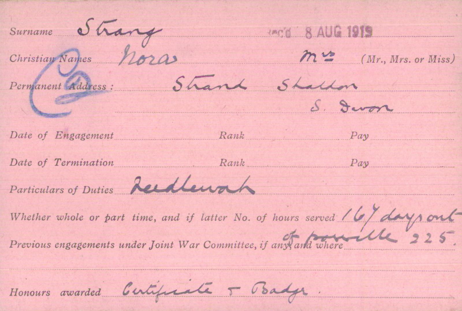Voluntary Aid Detachment (VAD) Card. ©2018 British Red Cross (CC BY-NC 2.0 UK)