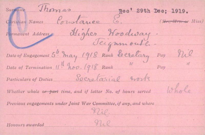 Voluntary Aid Detachment (VAD) Card. ©2018 British Red Cross (CC BY-NC 2.0 UK)