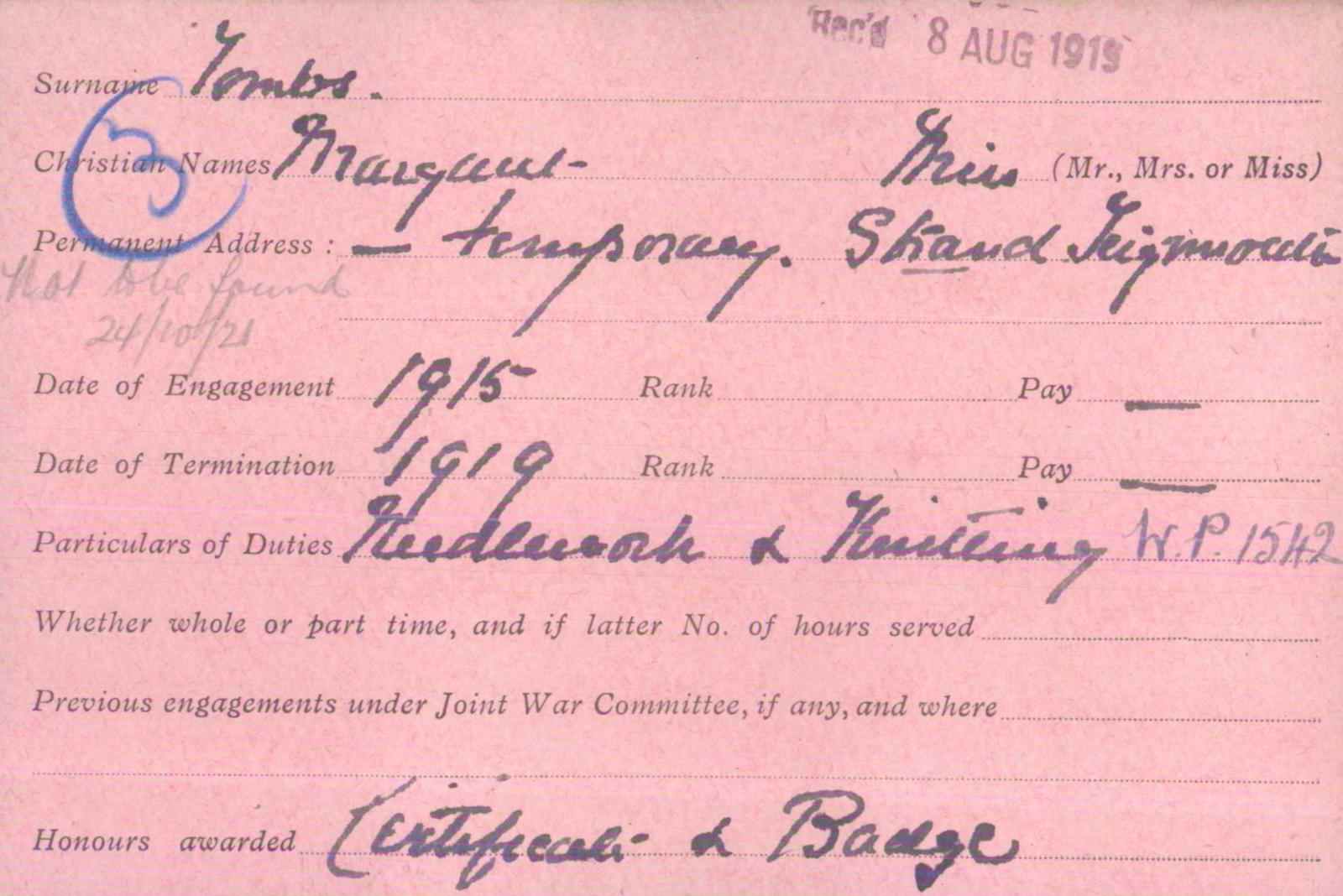 Voluntary Aid Detachment (VAD) Card. ©2018 British Red Cross (CC BY-NC 2.0 UK)