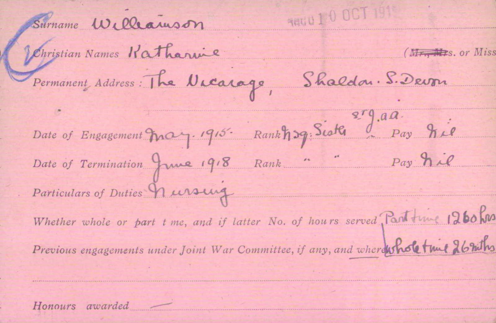 Voluntary Aid Detachment (VAD) Card. ©2018 British Red Cross (CC BY-NC 2.0 UK)
