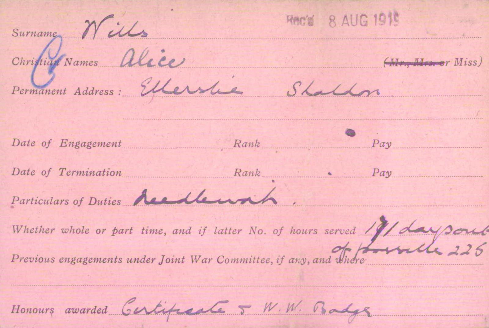 Voluntary Aid Detachment (VAD) Card. ©2018 British Red Cross (CC BY-NC 2.0 UK)