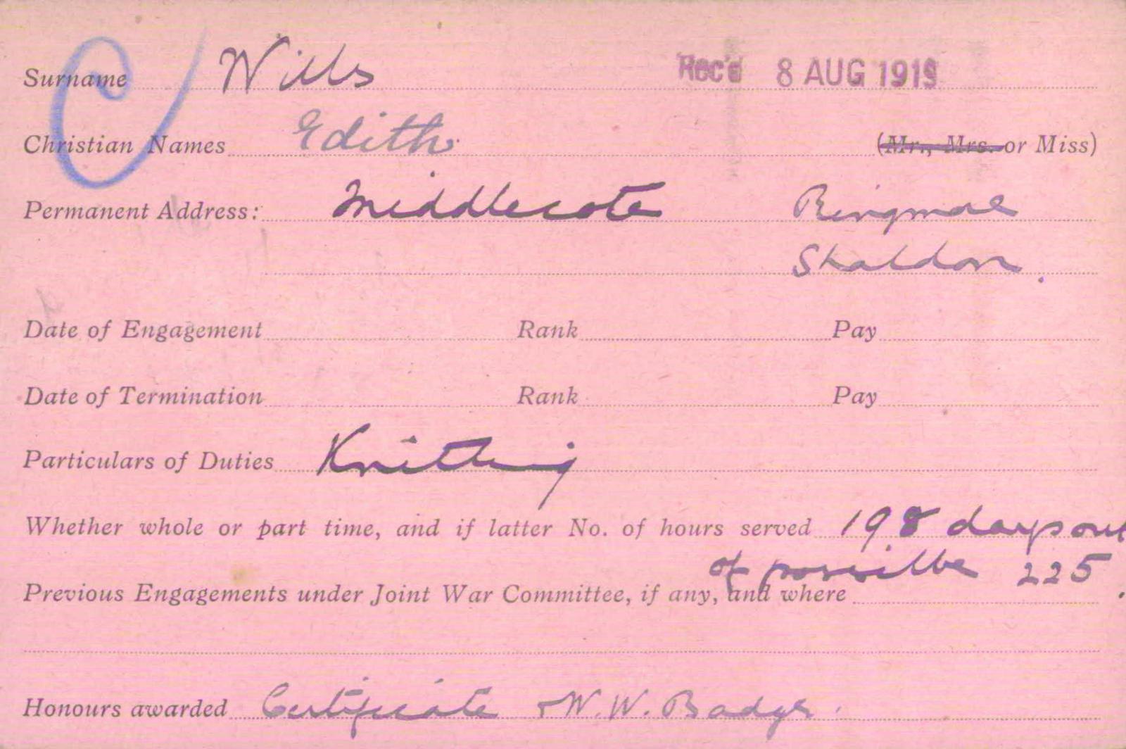 Voluntary Aid Detachment (VAD) Card. ©2018 British Red Cross (CC BY-NC 2.0 UK)