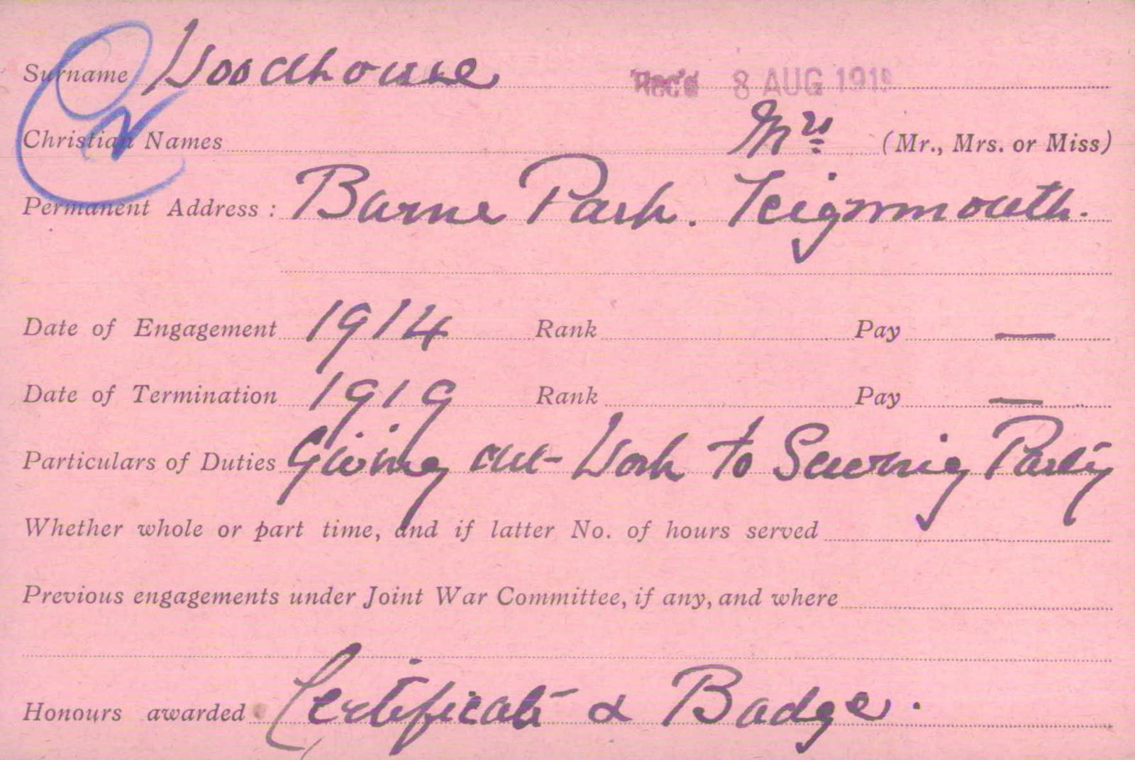 Voluntary Aid Detachment (VAD) Card. ©2018 British Red Cross (CC BY-NC 2.0 UK)