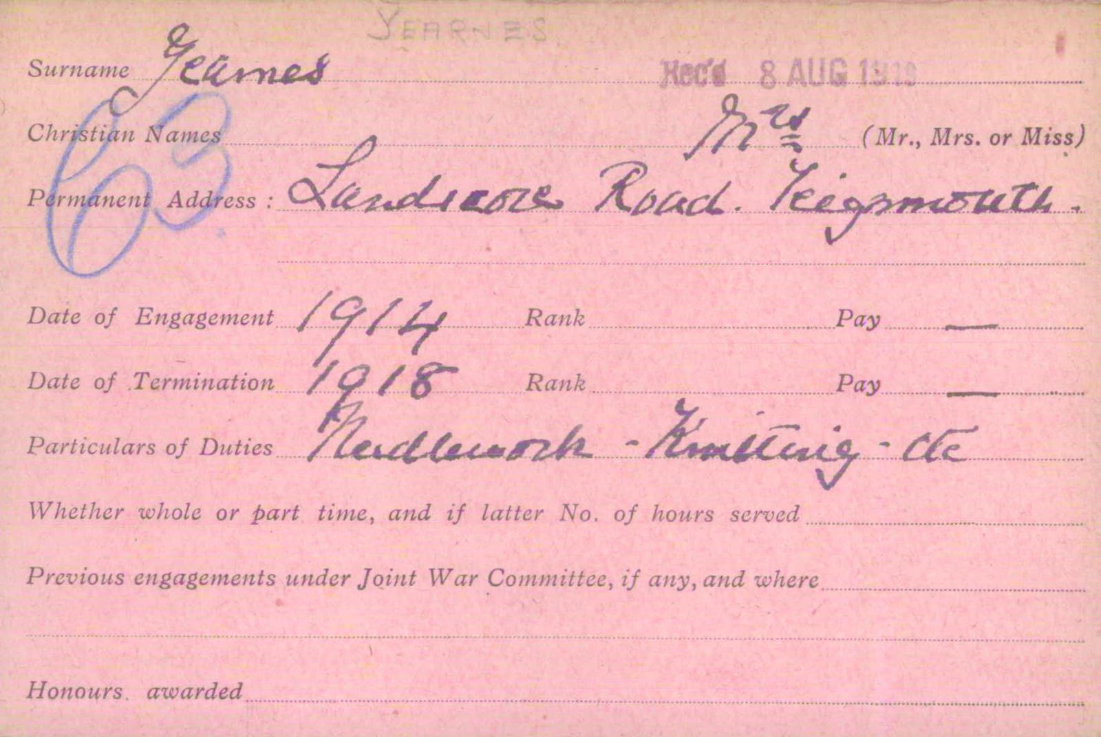 Voluntary Aid Detachment (VAD) Card. ©2018 British Red Cross (CC BY-NC 2.0 UK)